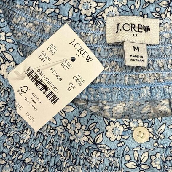 NWT J. Crew Linen-Blend Short-Sleeve Smock-Neck Top Size M - Picture 6 of 7